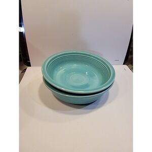 Set Of 2 Aqua Teal Fiesta Cereal Soup Bowls HLC Made In USA
